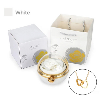 Eternal Rose Round Gift Box w/ Engraved Necklace