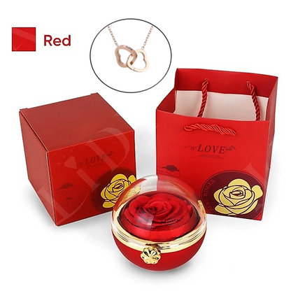 Eternal Rose Round Gift Box w/ Engraved Necklace