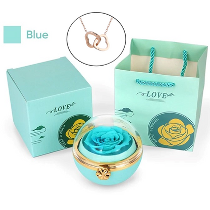 Eternal Rose Round Gift Box w/ Engraved Necklace