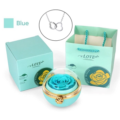 Eternal Rose Round Gift Box w/ Engraved Necklace